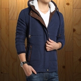 棉衣男青年冬季修身加厚保暖带帽棉服短款韩版纯色大码长袖外套潮