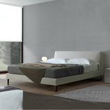 北欧现代简约布床 卧室1.8米双人布艺 床实木架子皮床上海可定制