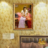纯手绘美油画有框画欧式现代玄关印象人物皮诺卧室过道正品YS1429