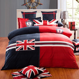 纯棉四件套美国英国旗全棉床上用品欧美英伦风米字旗国旗被套床单