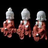 陶瓷Q版西方三圣佛像 装饰如来地藏观音菩萨创意木头底座玄关摆件