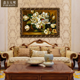欧式美式手绘花卉油画客厅玄关壁炉装饰画卧室餐厅壁画 栀子花开
