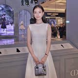 2016春夏大码女装新款明星倪妮同款韩版修身无袖白色中长款连衣裙