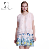 XG品牌女装折扣 粉色针织衫女开衫 薄款夏 短款外套XB209002A110