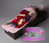 【皇冠】昆明鲜花同城速递预订 母亲节19朵双色玫瑰盒装 丽e24