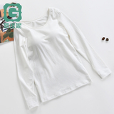 歌依妮2016春季新款韩版女 带胸垫BRA-T纯棉打底衫白色长袖打底衫