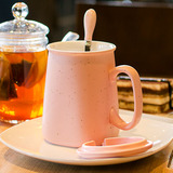 千易创意满天星陶瓷马克杯带盖勺大容量牛奶咖啡杯简约情侣水杯子