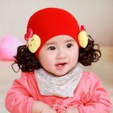 热卖韩版 宝宝小女孩儿童婴儿套头假发帽子夏秋季 新生儿女童0-1-