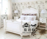 法式复古实木雕花双人床 美式乡村简欧卧室家具床 新古典橡木婚床