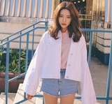 2016春季韩国stylenanda宽松大袖子短款白色牛仔外套夹克上衣女潮