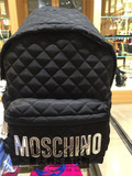 RURU意大利正品代购 moschino 16春夏银色字母菱格双肩书包大号