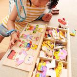 外贸 小熊换衣玩具 幼儿童手抓配对穿衣游戏益智早教木质拼图拼板
