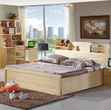 长沙定制实木床松木家具1.8米气压箱体书架床双人单人简约现代