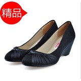 福泰欣老北京布鞋新款女鞋休闲舒适时尚坡跟黑色工作鞋B61-2222