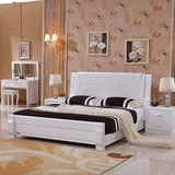 实木床榆木床白色床开放漆床1.51.8米双人床高箱储物床pk水曲柳床