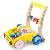 可调速 折叠婴儿学步车儿童玩具 多功能转弯木质宝宝手推车1-3岁
