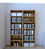 简约浮雕组装现代书架简易柜子书柜自由组合书橱实木特价可带门