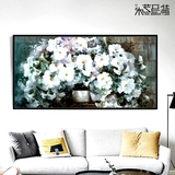 横幅欧式大幅纯手绘花卉油画横版沙发墙装饰客厅挂画卧室床头壁画