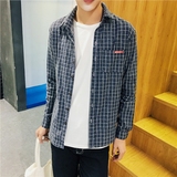 男士衬衫男长袖薄款格子寸衫韩版修身型休闲青年流行男装秋季衬衣
