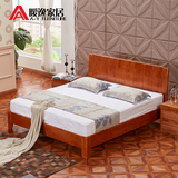 暧逸纯实木床简约橡胶木床卧室家具环保乌金木色双人床1.5米1.8米