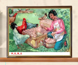 知青海报 毛泽东时代宣传画 立志建设新农村 饭店食堂酒吧装饰画