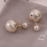 香港代购正品 Dior/迪奥  唐嫣同款耳钉花瓣珍珠大小双面珍珠耳钉