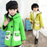 2015冬季新款韩版女童中大童加绒棉衣中长款加厚保暖呢子大衣外套