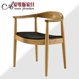 实木餐椅皮艺咖啡厅餐椅简约酒店现代软包椅靠背中式书桌椅子