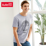 Baleno/班尼路春装新品 男装图形字母印花T恤 圆领纯棉短袖体恤潮