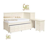 儿童床带书柜书桌抽屉柜一起美式多功能儿童实木床定做美式儿童床