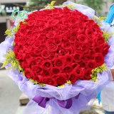 愚人节重庆同城鲜花速递成都鲜花店送99朵红粉白玫瑰花束生日礼物