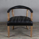 法式乡村家具扶手椅/美式乡村田园皮质实木橡木沙发椅/书桌椅现货