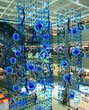夏季中庭装饰 蓝色水滴酒店商场中庭吊饰 商场美陈 创意中空布置