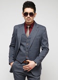 韩国代购男装西服套装春修身型青年职业装商务休闲三件套西装外套