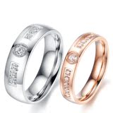 韩国新款潮流情侣款戒指 结婚戒指 钛钢手饰钻石带指环男女417