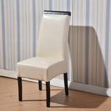 现代餐厅餐桌配套酒店餐椅黑色实木餐腿米白色米黄色皮餐椅636