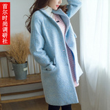 韩国代购2015秋冬季新款女装 韩范修身毛呢大衣中长款 呢子外套厚