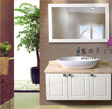 现代中式实木橡木大理石台面台上盆挂墙式吊柜浴室柜组合洗手盆