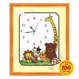 爱络儿童房卧室钟表挂钟动物卡通精准印布十字绣 包邮珍爱厂家十