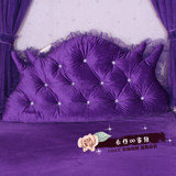 韩式床上大靠背玫瑰花语珊瑚绒蕾丝花床头紫色大靠垫靠枕腰枕含芯