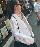 学生牛仔外套女韩国春秋季黑色白色纯色小立领简约宽松短款上衣