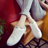 韩版白色板鞋平底低跟松糕女鞋系带圆头学生运动鞋浅口休闲单鞋潮