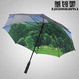 遮阳伞零时差超大直柄雨伞自动双层长柄太阳伞男式户外创意油画伞