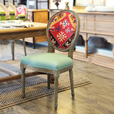 法美家 美式乡村 法式欧式复古做旧 棉麻布艺橡木实木 书椅餐椅