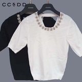 CCDD专柜正品16-3-W016针织衫163W016短款套头衫女2016年秋装新款