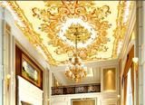 欧式花纹吊顶壁画客厅卧室天花板壁纸酒店墙纸无缝大型壁画3D立体