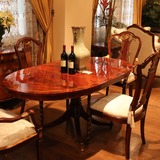 奢华美式餐桌 欧式实木餐桌椅组合6人 椭圆形高档木面餐台 简约