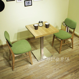 出口韩国实木咖啡桌椅餐饮西餐桌椅奶茶蛋糕店桌椅组合茶餐厅桌椅