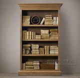 美式乡村实木白色做旧仿古书柜 简约欧式书架储物柜书橱家具 定制