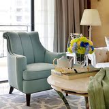 欧式新古典实木布艺沙发 简欧样板房间沙发家具 老虎椅单人沙发